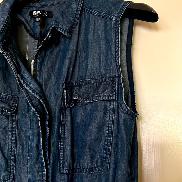 ❤️NWT.  Buffalo: David Bitton sleeveless, lightweight denim deep blue blouse. - Picture 4 of 8
